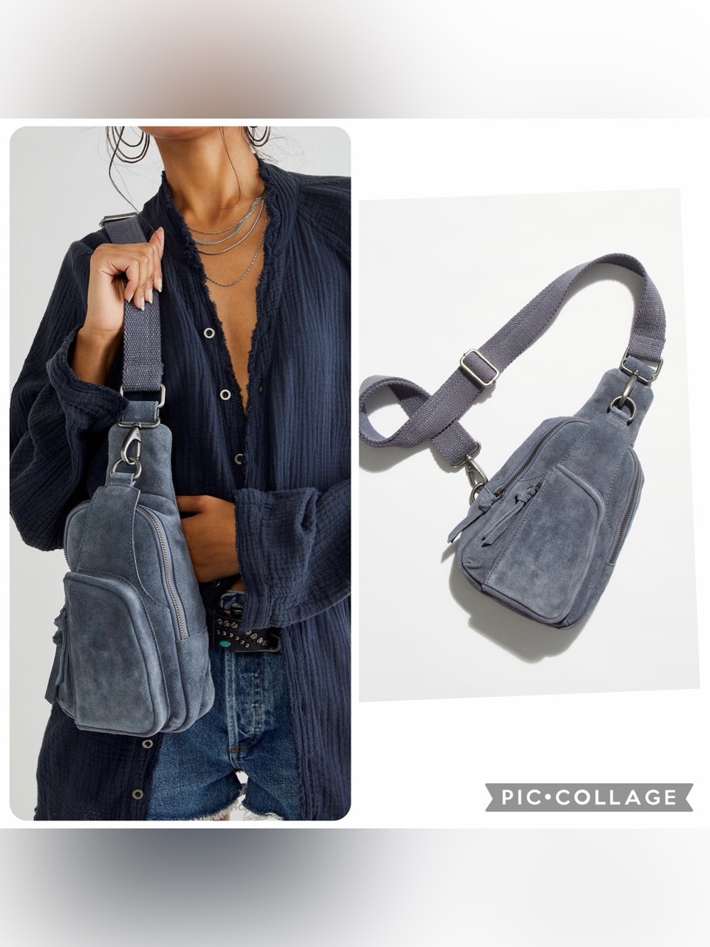 NWT new free people Hudson suede sling bag
Crossbody purse slate gray
